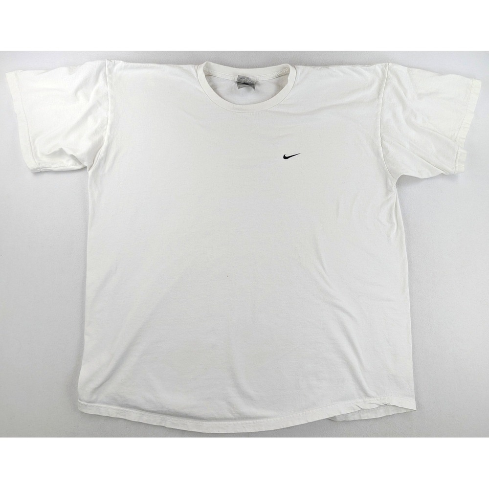 Vintage Nike Silver Tag Mens XL White Embroidered Swoosh Cotton T-Shirt